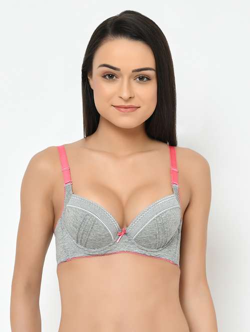grey polyester push up bra - 17148816 -  Standard Image - 0