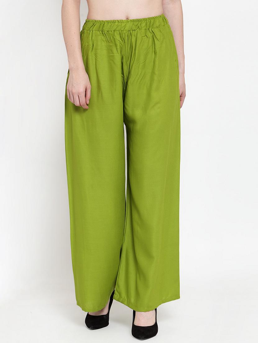 solid rayon flared palazzo - 17149895 -  Zoom Image - 0