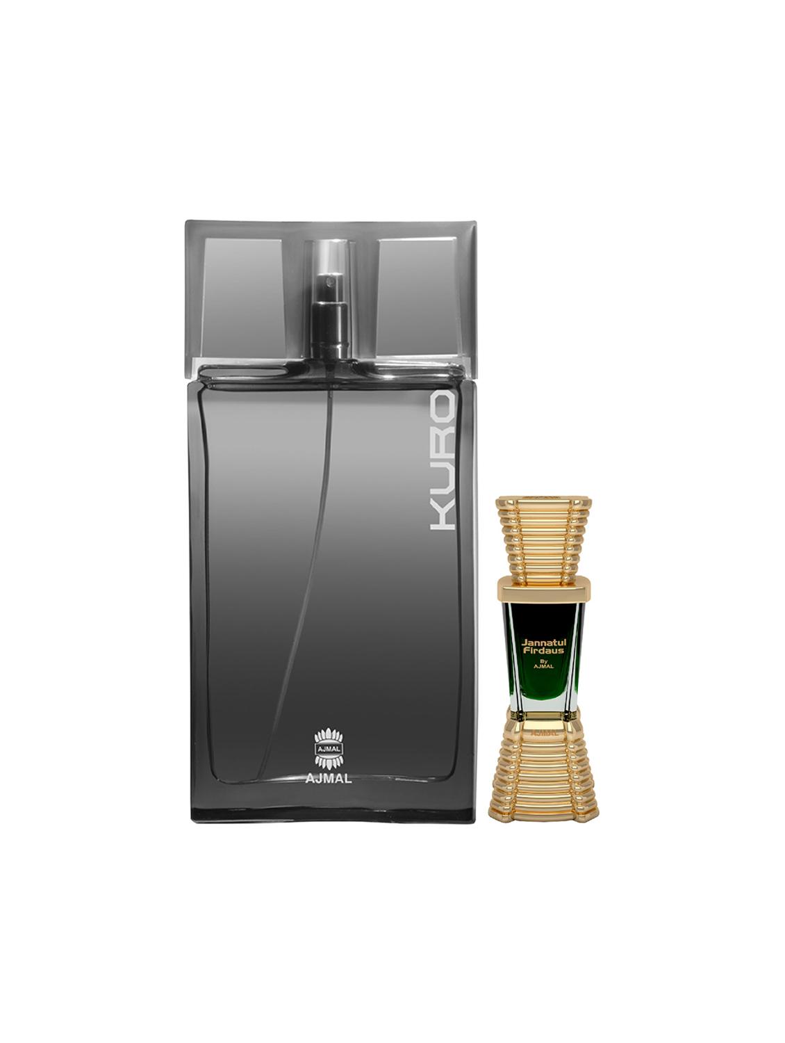 ajmal kuro edp 90ml for men and jannatul firdaus cp alcohol-free attar 10ml for unisex + 2 parfum testers free - 17149933 - Zoom Image - 0