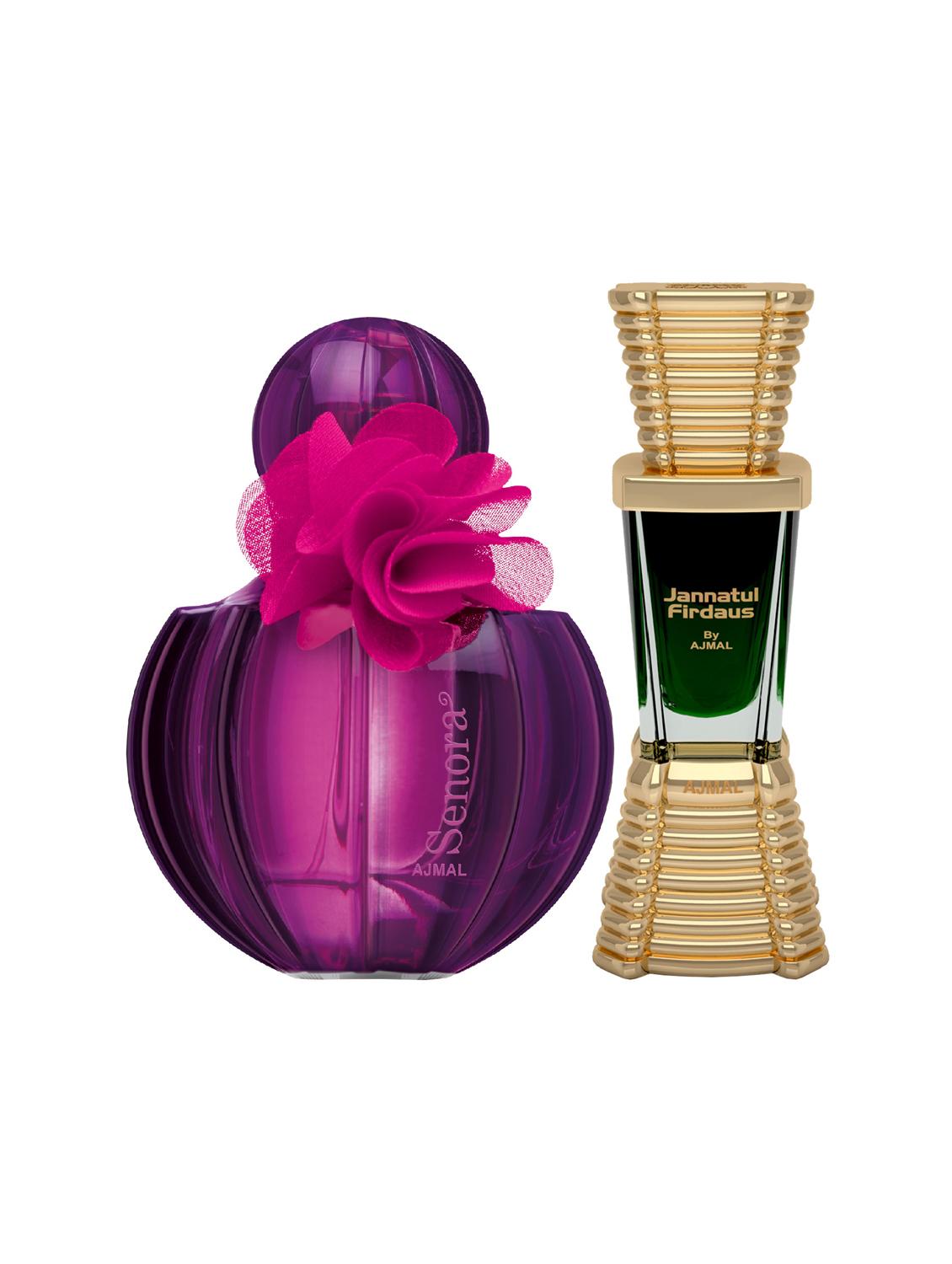 ajmal senora edp 75ml for women and jannatul firdaus cp alcohol-free attar 10ml for unisex + 2 parfum testers free - 17149934 - Zoom Image - 0