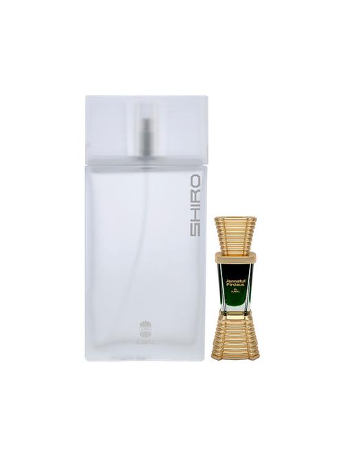 ajmal shiro edp 90ml for men and jannatul firdaus cp alcohol-free attar 10ml for unisex + 2 parfum testers free - 17149941 - Standard Image - 0