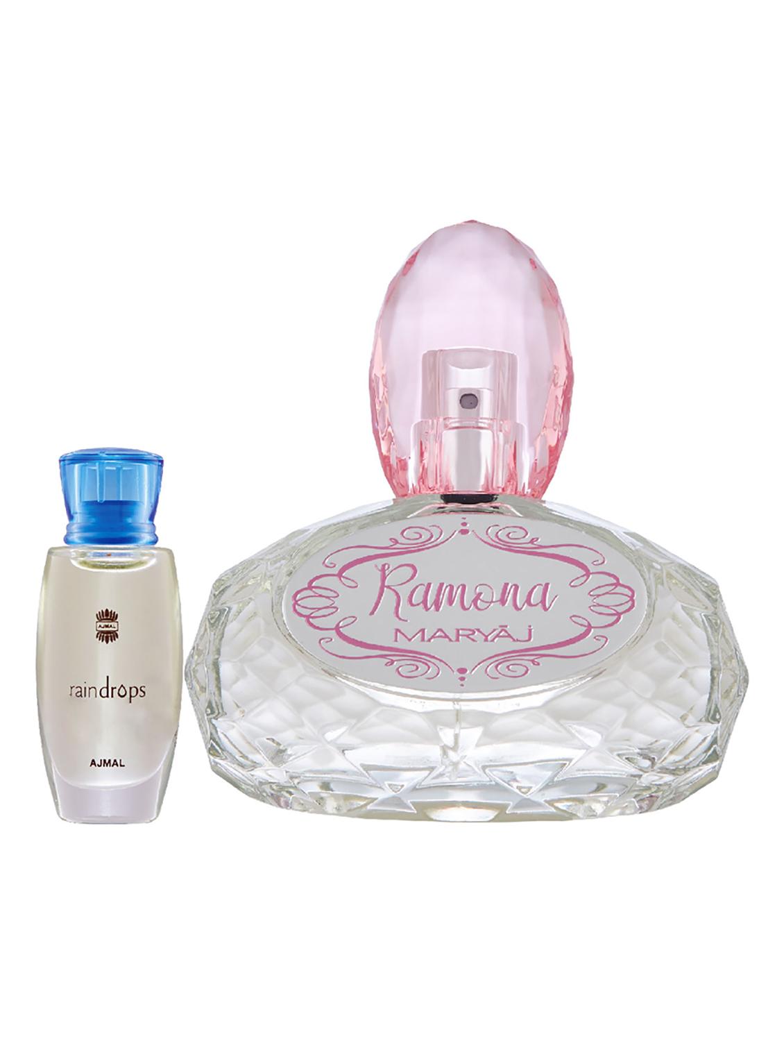 ajmal raindrops cp alcohol-free attar 10ml for women and maryaj ramona edp 100ml for women + 2 parfum testers free - 17150956 - Zoom Image - 0