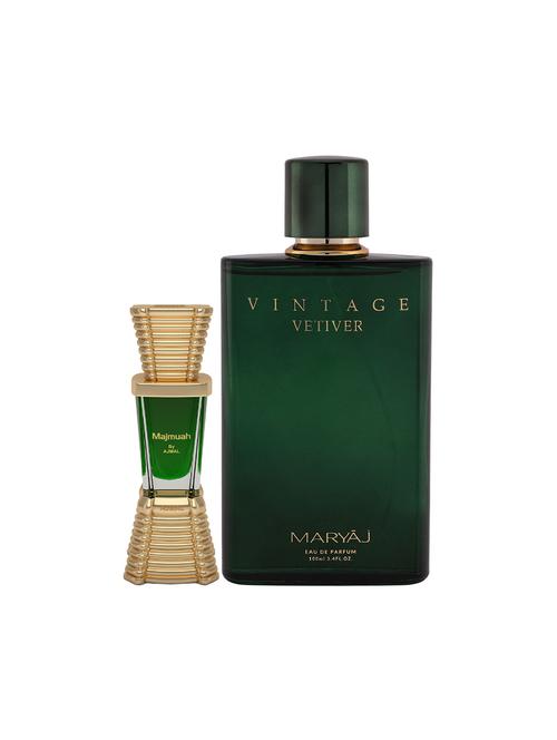 ajmal majmua cp alcohol-free attar 10ml for unisex and maryaj vintage vetiver edp 100ml for unisex + 2 parfum testers free - 17150999 -  Standard Image - 0