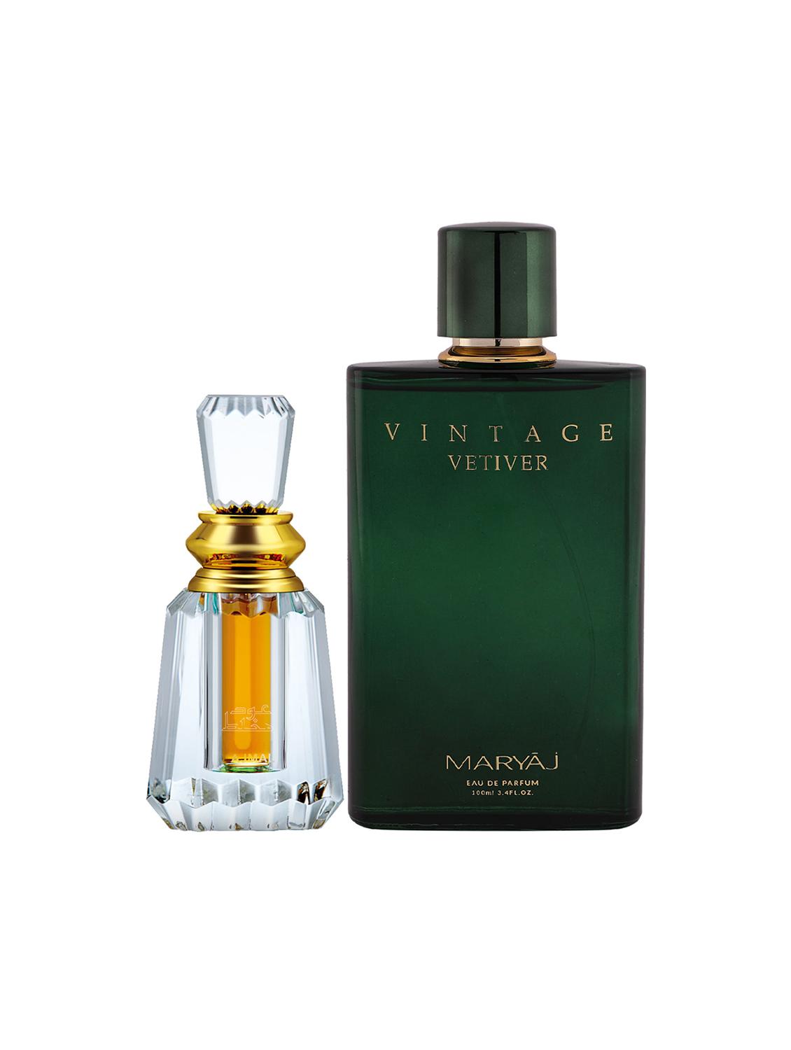 ajmal oudh mukhallat cp oudhy 6ml for unisex and maryaj vintage vetiver edp 100ml for unisex + 2 parfum testers free - 17151002 -  Zoom Image - 0