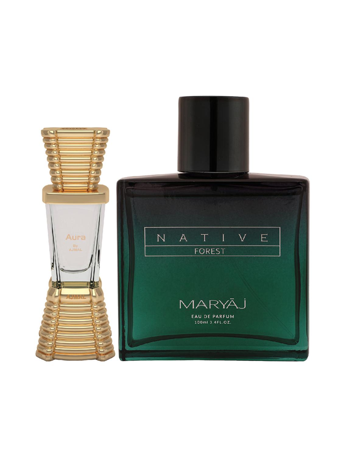 ajmal aura cp alcohol-free attar 10ml for unisex and maryaj native forest edp 100ml for unisex + 2 parfum testers free - 17151007 -  Zoom Image - 0
