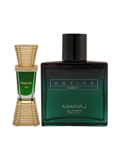 ajmal majmua cp alcohol-free attar 10ml for unisex and maryaj native forest edp 100ml for unisex + 2 parfum testers free - 17151008 -  Standard Image - 0
