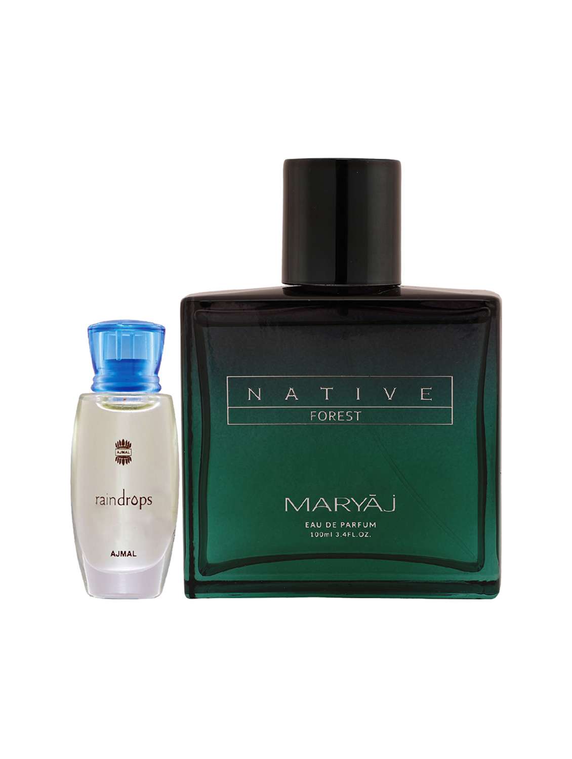 ajmal raindrops cp alcohol-free attar 10ml for women and maryaj native forest edp 100ml for unisex + 2 parfum testers free - 17151009 - Zoom Image - 0