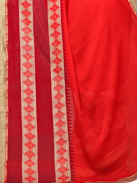 printed bordered saree with blouse - 17151784 - Standard Image - 3