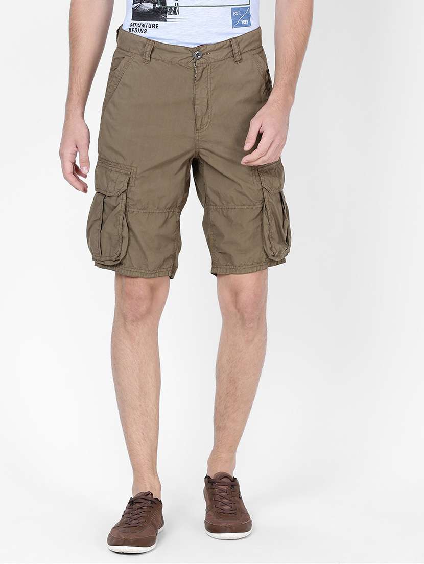 Buy online Brown Solid Cargo Shorts from Shorts and Three