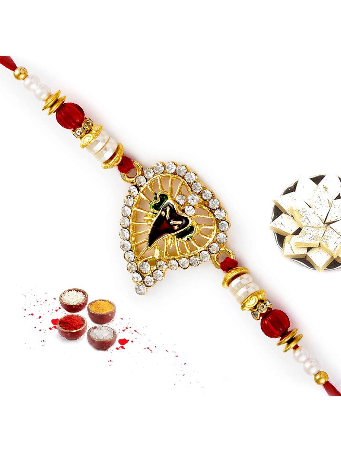 ganesha motif on beetel leaf base rakhi