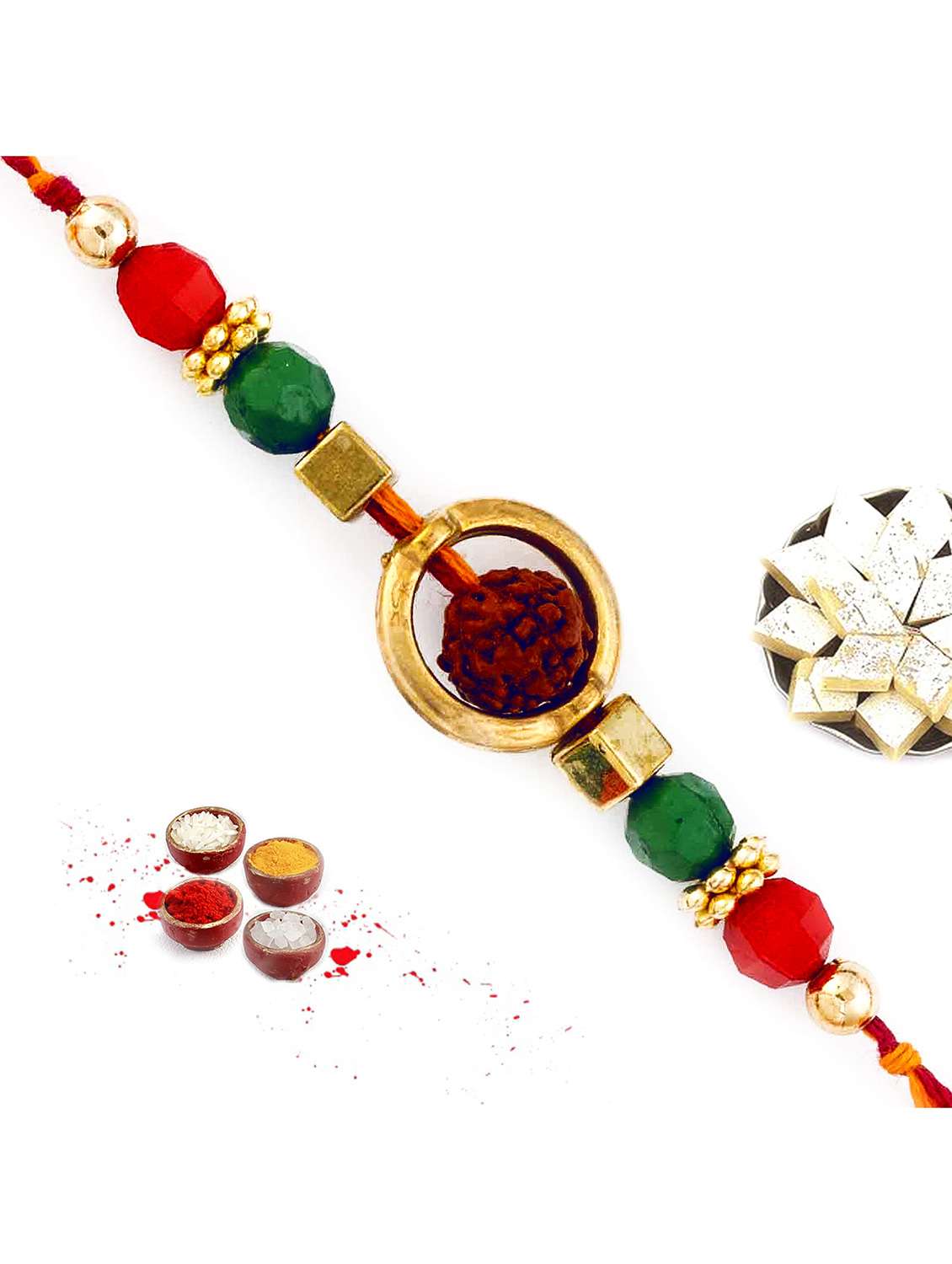 rudraksh with circular cover rakhi