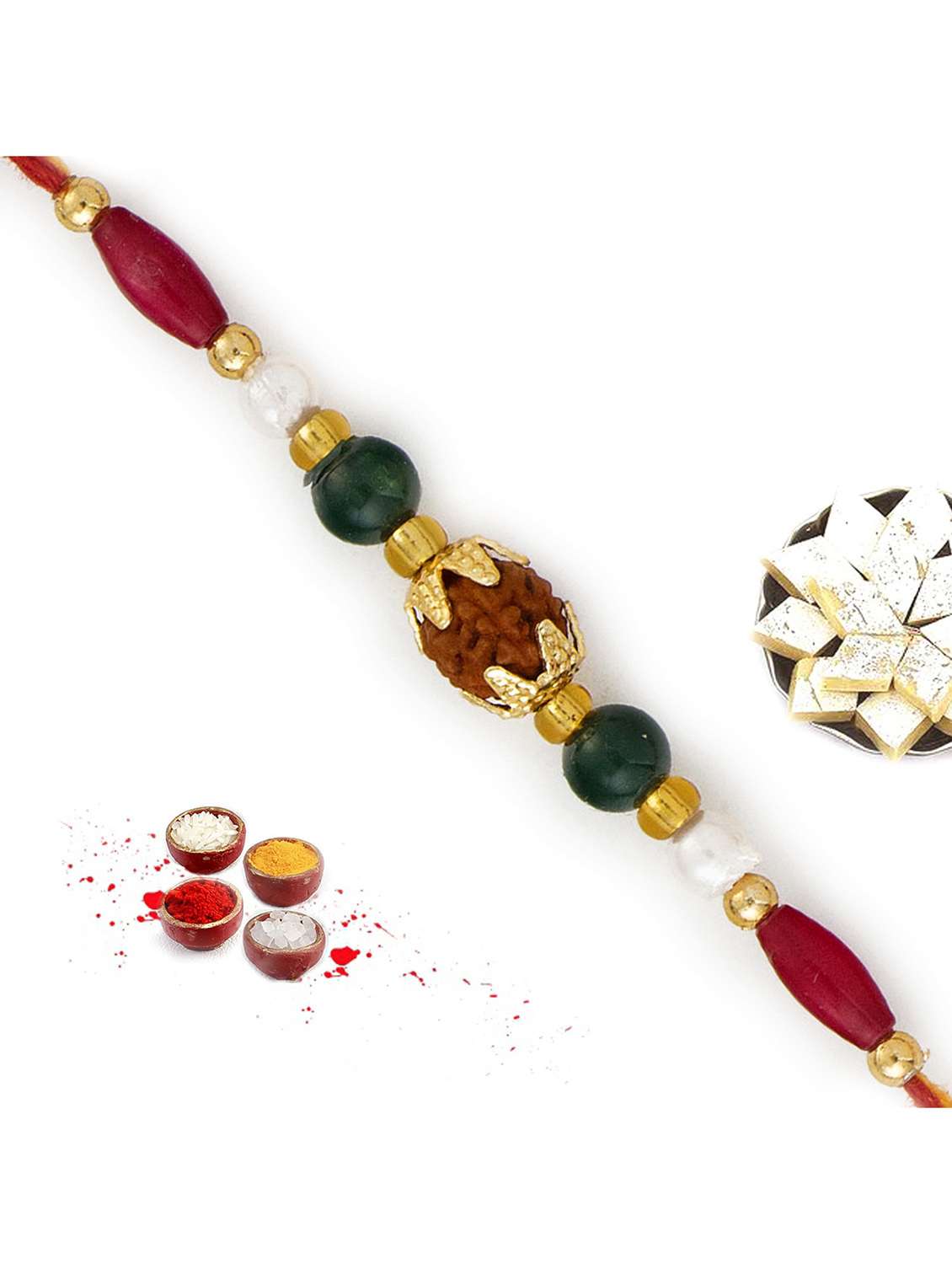 rudraksh & colorful beads rakhi