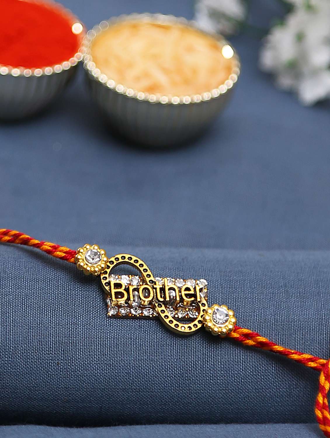 stone studded brother rakhi
