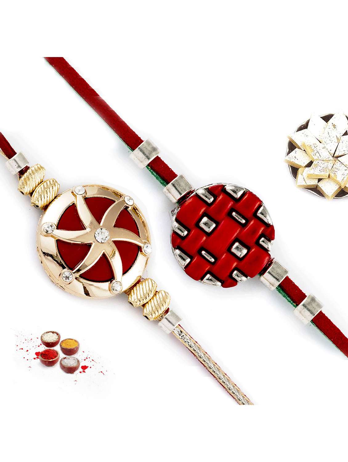  red and golden stylish rakhi  (set of 2)