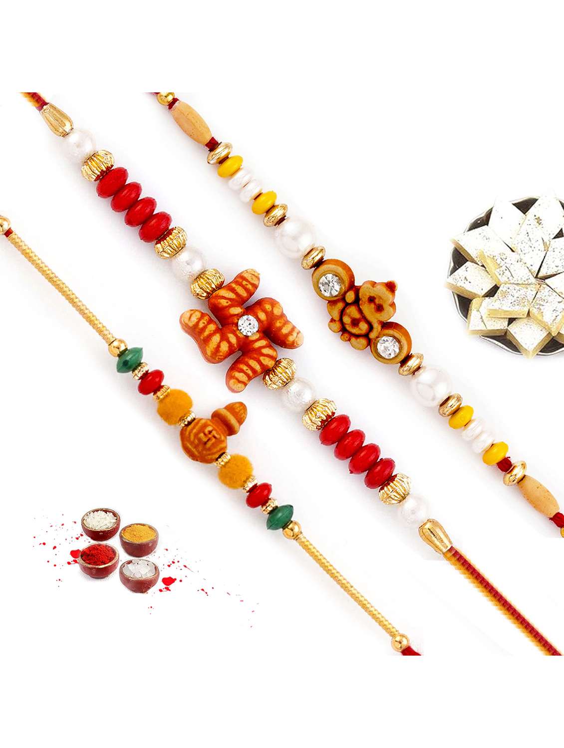  divine motif mauli rakhi (set of 3)