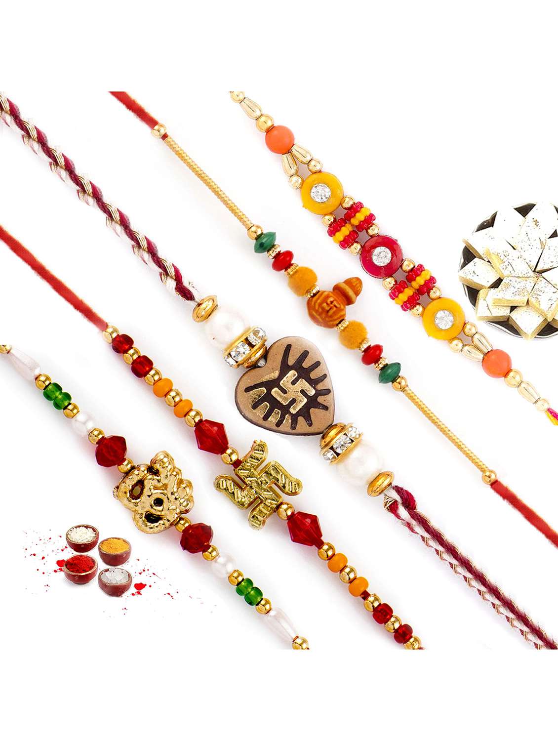  divine motif mauli rakhi (set of 5)
