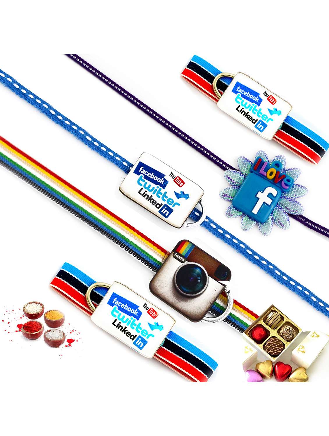  colourful assorted kids rakhi (set of 5)