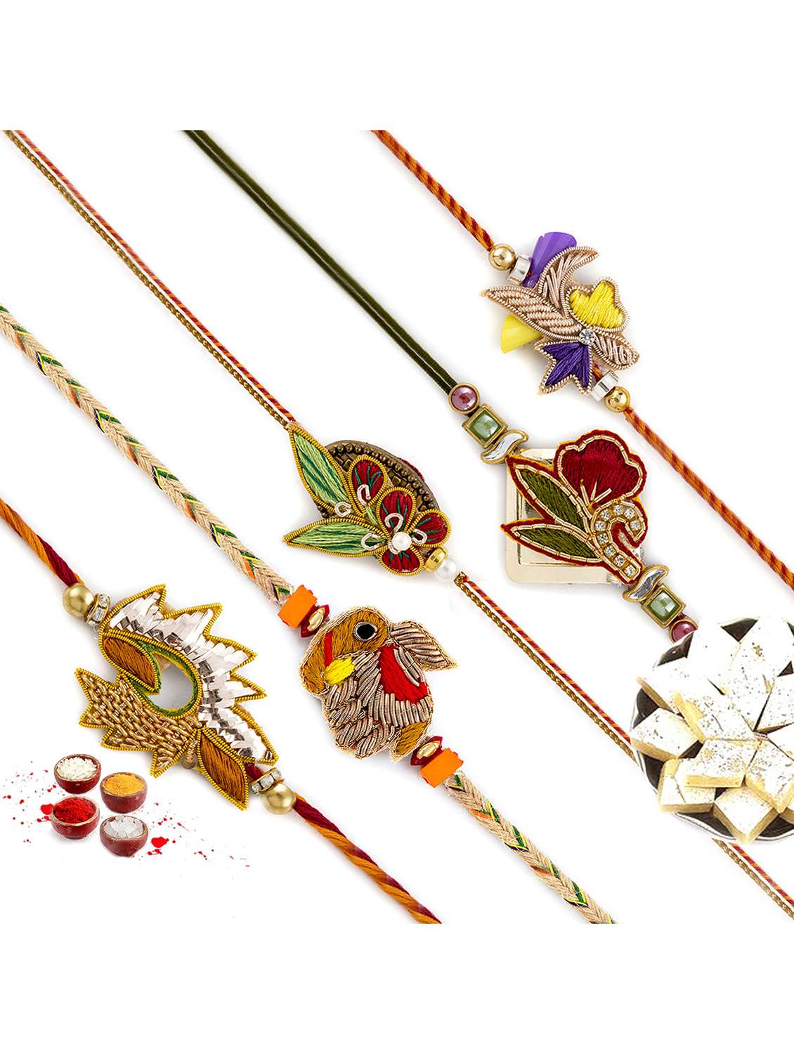  traditional zardosi rakhi (set of 5)
