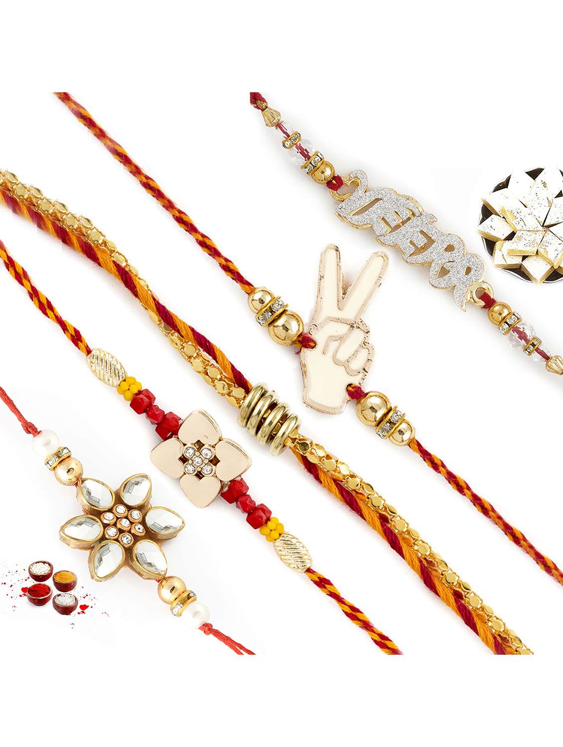  goldwork premium rakhi (set of 5)