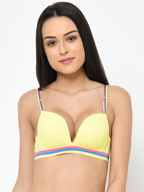 yellow nylon plunge bra - 17152569 - Standard Image - 0