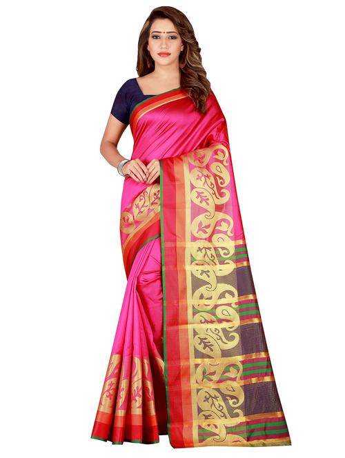 solid woven saree with blouse - 17152722 - Standard Image - 0