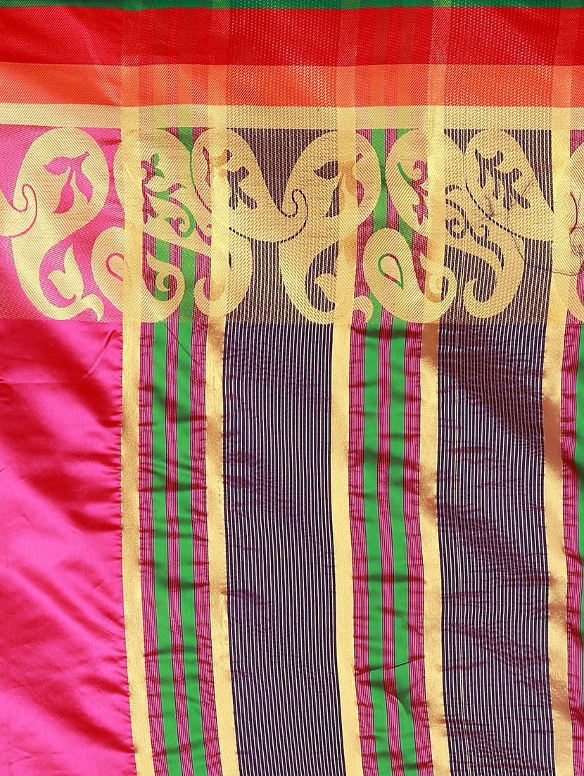 solid woven saree with blouse - 17152722 - Standard Image - 3