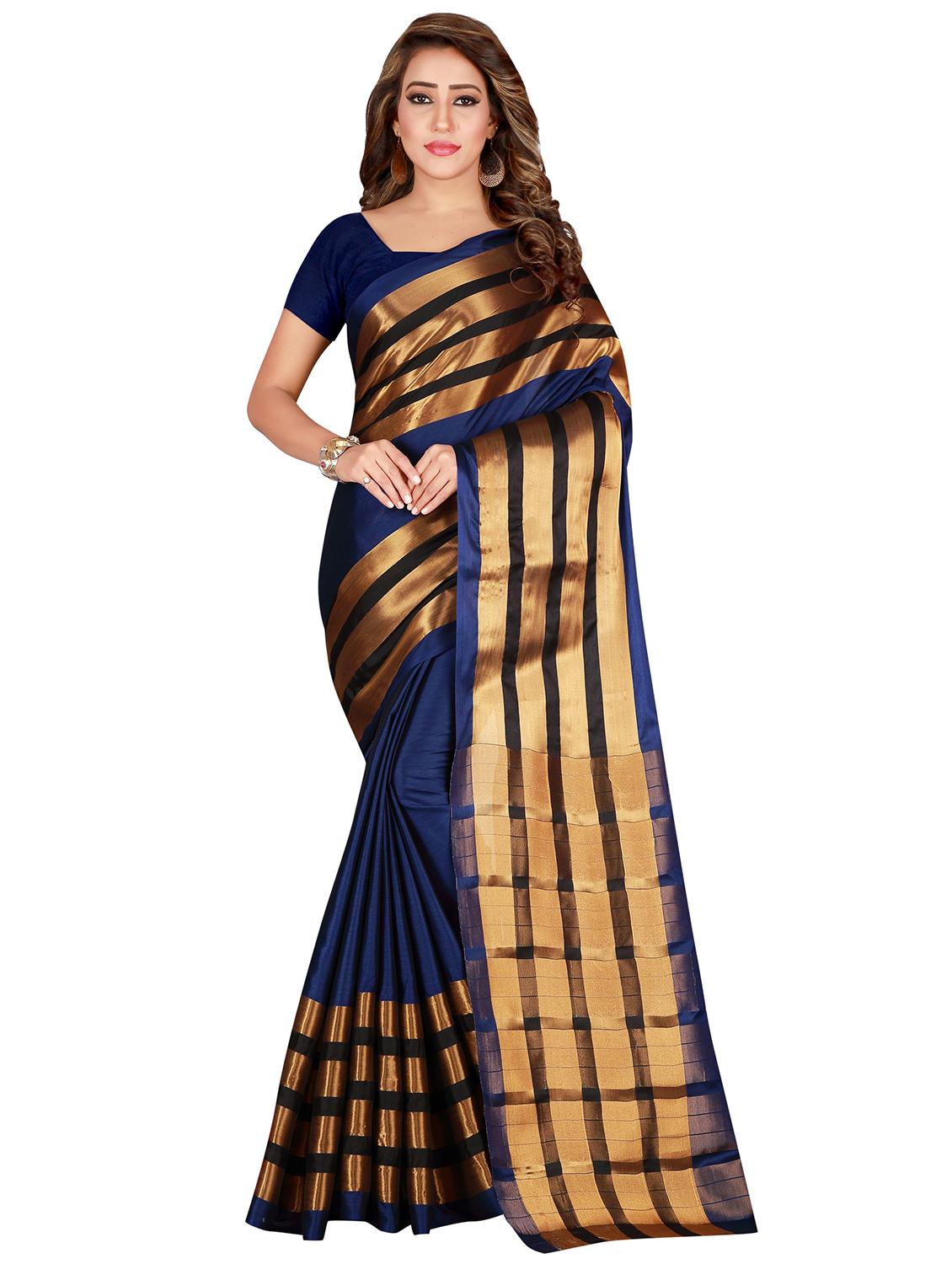 striped woven saree with blouse - 17152729 -  Zoom Image - 0