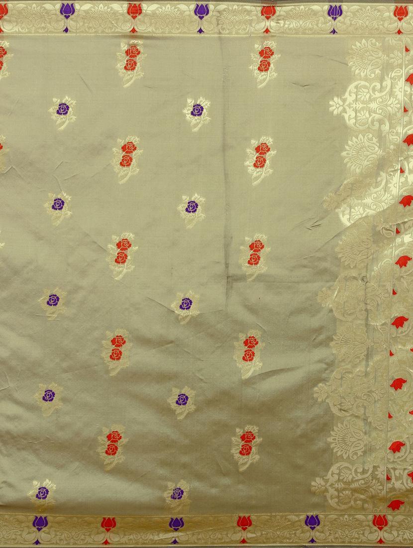 floral woven saree with blouse - 17152731 - Standard Image - 3