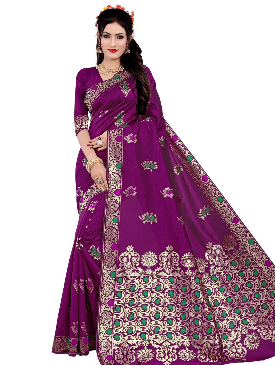 floral woven saree with blouse - 17152734 -  Zoom Image - 0
