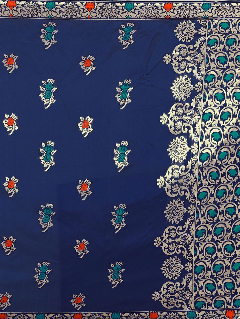 floral woven saree with blouse - 17152736 - Standard Image - 3