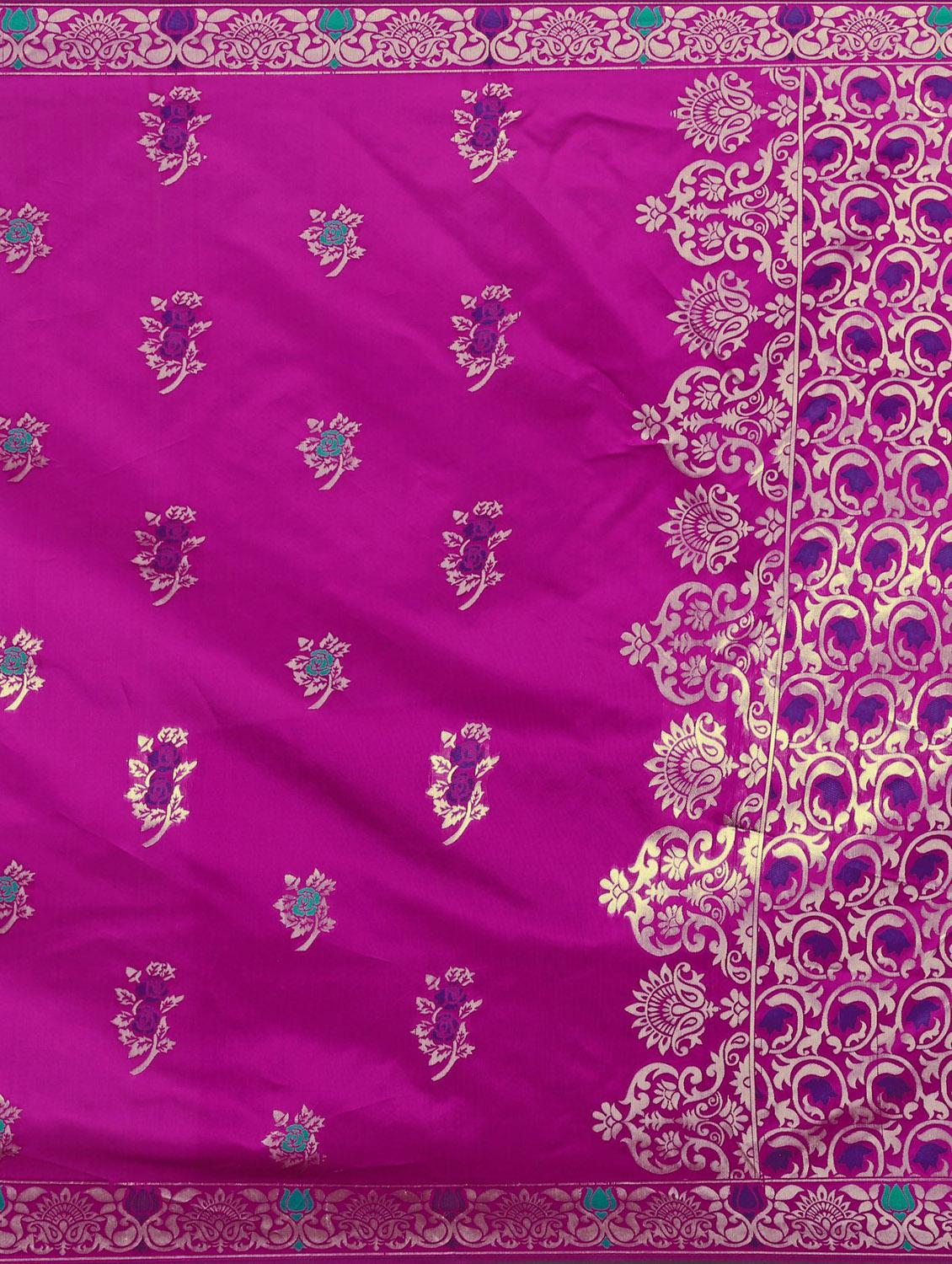 floral woven saree with blouse - 17152738 - Standard Image - 3