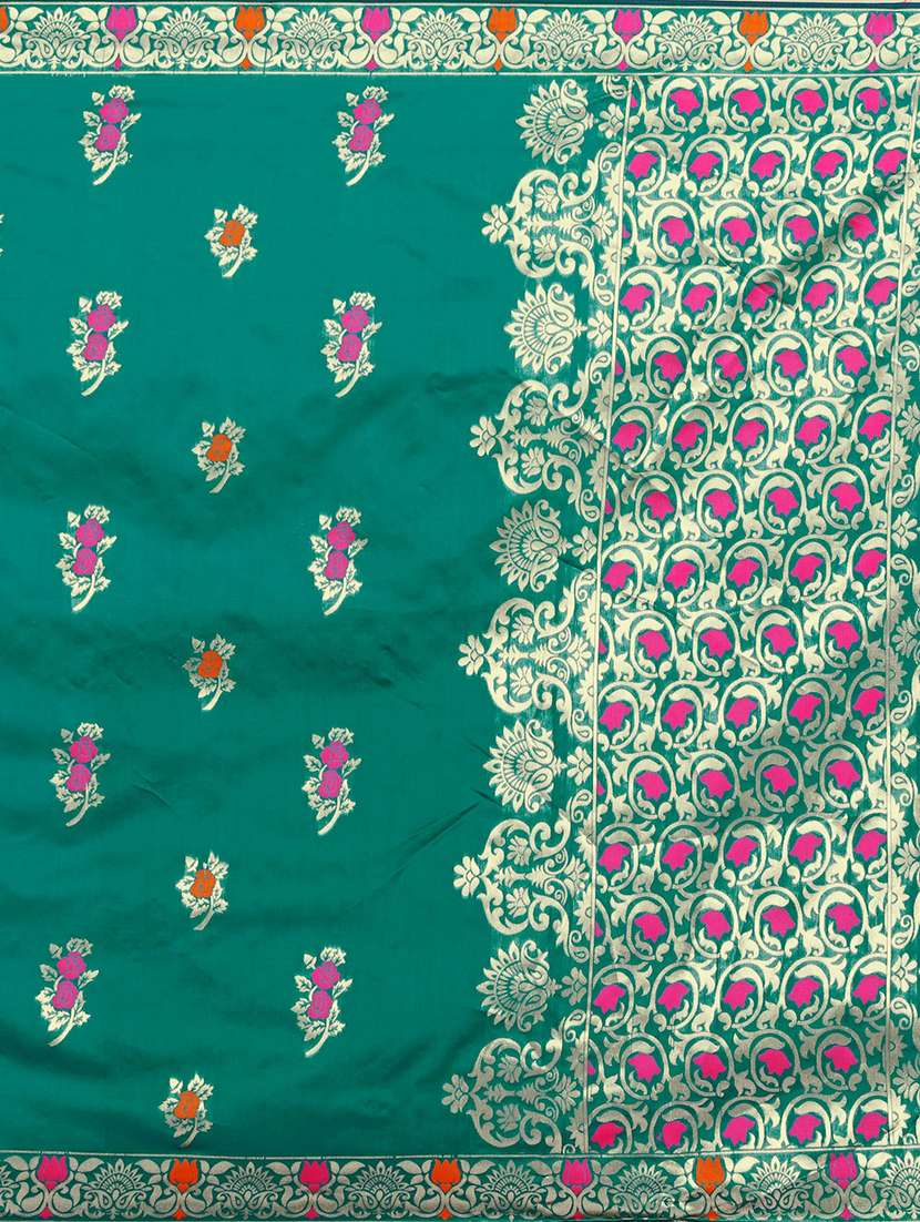 floral woven saree with blouse - 17152739 - Standard Image - 3