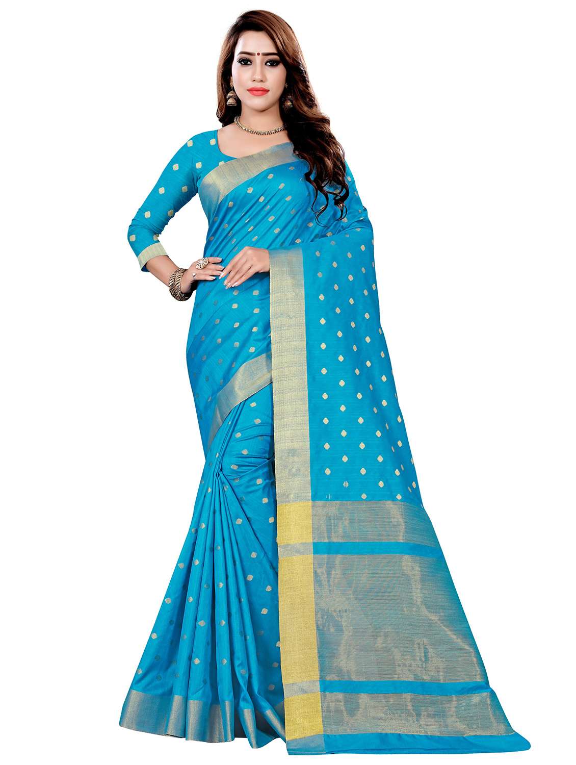 self design woven saree with blouse - 17152752 -  Zoom Image - 0