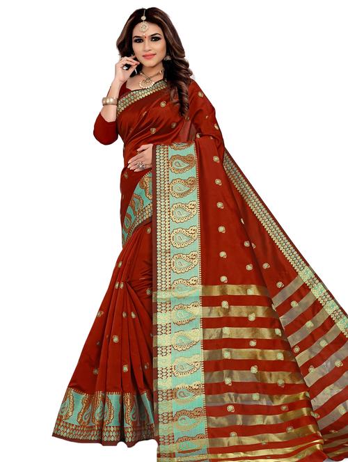 self deisgn banarasi saree with blouse - 17152763 - Standard Image - 0