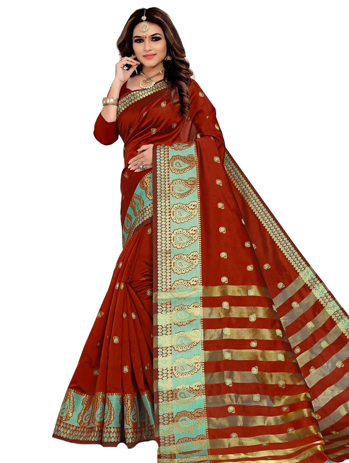 self deisgn banarasi saree with blouse - 17152763 - Zoom Image - 0