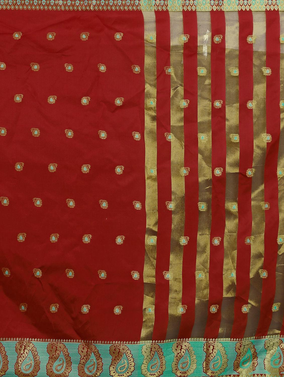 self deisgn banarasi saree with blouse - 17152763 - Standard Image - 3