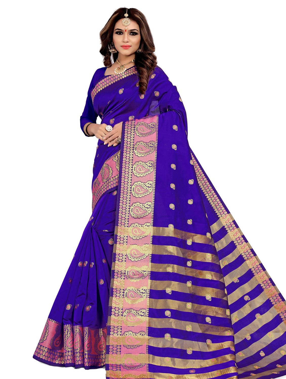 self deisgn banarasi saree with blouse - 17152764 - Zoom Image - 0