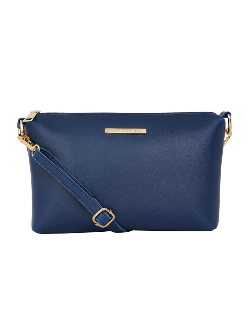 navy blue solid regular sling bag