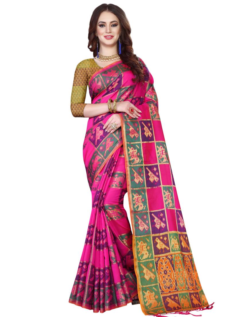 self design kanjivaram saree with blouse - 17153662 - Zoom Image - 0