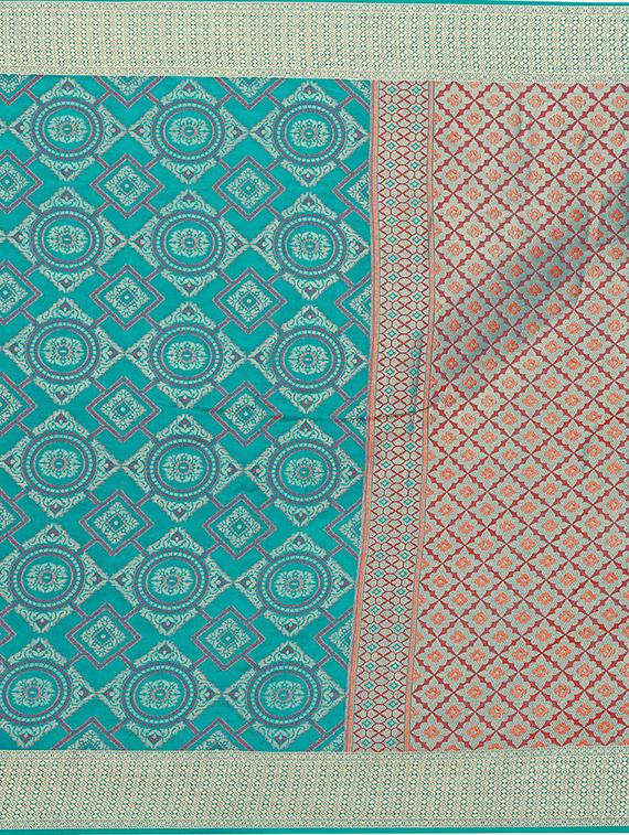 turquoise banarasi saree with blouse - 17153670 - Standard Image - 3