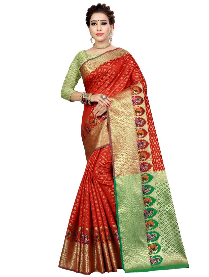 self design banarasi saree with blouse - 17153680 - Zoom Image - 0