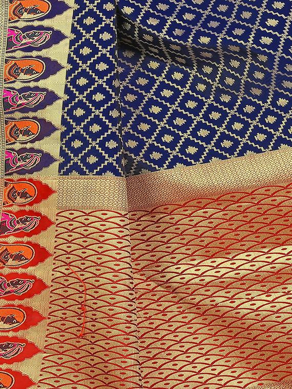 self design kanjivaram saree with blouse - 17153683 - Standard Image - 3