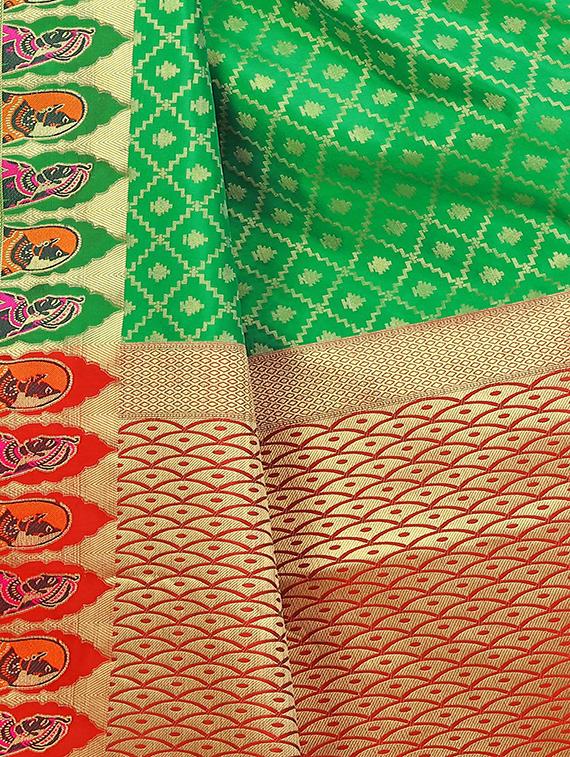 self design kanjivaram saree with blouse - 17153684 - Standard Image - 3