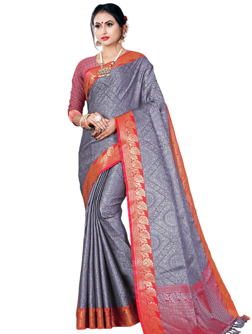 self design woven saree with blouse - 17153692 -  Zoom Image - 0