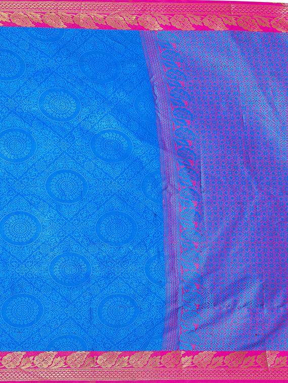 solid woven saree with blouse - 17153694 - Standard Image - 3