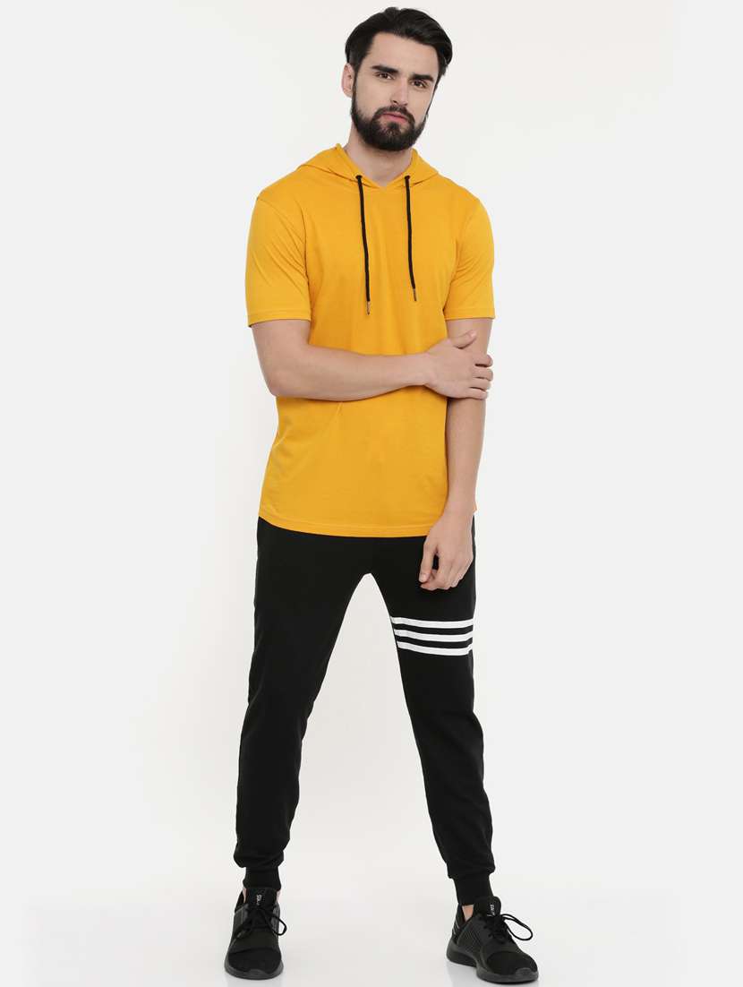 yellow solid hooded t-shirt - 17154401 - Standard Image - 3