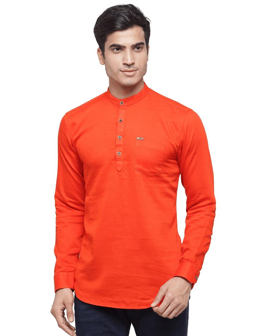 orange solid short kurta - 17156440 -  Zoom Image - 0