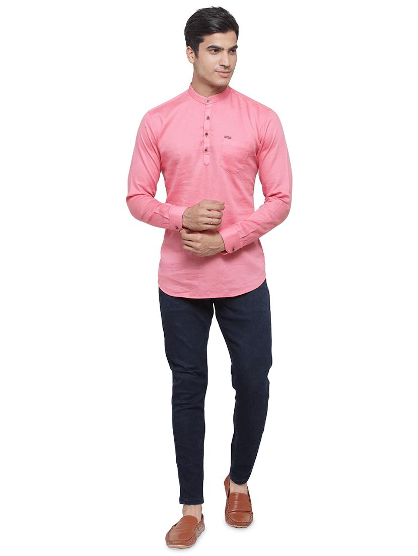 pink solid short kurta - 17156443 - Standard Image - 3