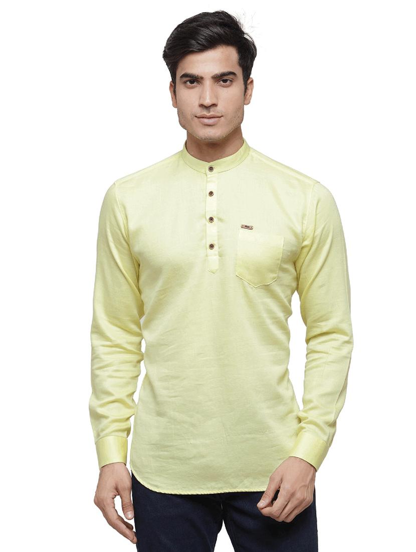 yellow solid short kurta - 17156444 - Zoom Image - 0