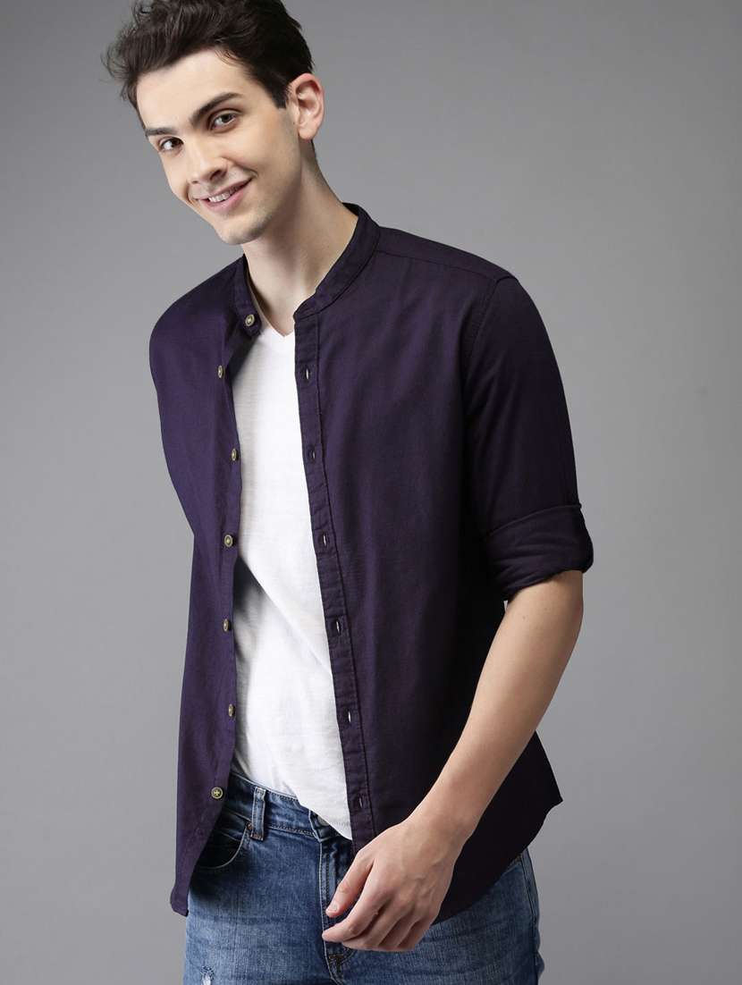 purple solid casual shirt